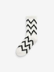 Black/White Cosy Socks 4 Pack - Image 6 of 7