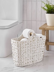 Cream Woven Toilet Roll Slimline Holder and Storage Set - Image 1 of 5