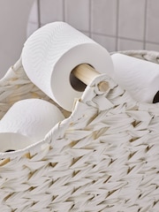 Cream Woven Toilet Roll Slimline Holder and Storage Set - Image 2 of 5