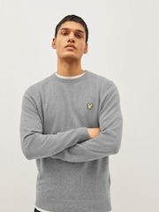 Lyle & Scott Light Grey Crew Neck Cotton Merino Jumper - Image 1 of 6