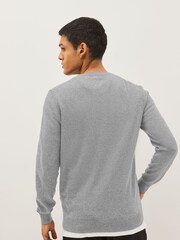Lyle & Scott Light Grey Crew Neck Cotton Merino Jumper - Image 2 of 6