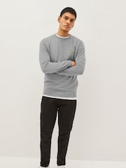 Lyle & Scott Light Grey Crew Neck Cotton Merino Jumper - Image 3 of 6