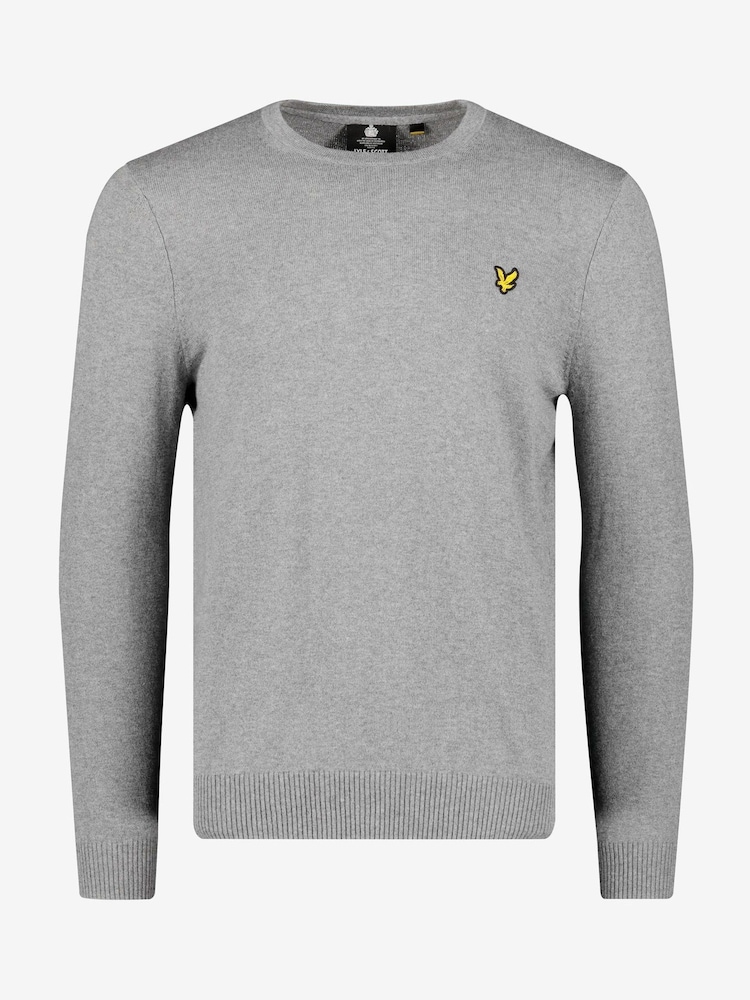 Lyle & Scott Light Grey Crew Neck Cotton Merino Jumper - Image 4 of 6