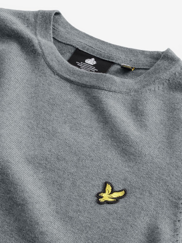 Lyle & Scott Light Grey Crew Neck Cotton Merino Jumper - Image 5 of 6