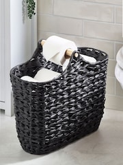 Black Woven Toilet Roll Slimline Holder and Storage Set - Image 1 of 3