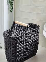 Black Woven Toilet Roll Slimline Holder and Storage Set - Image 2 of 3