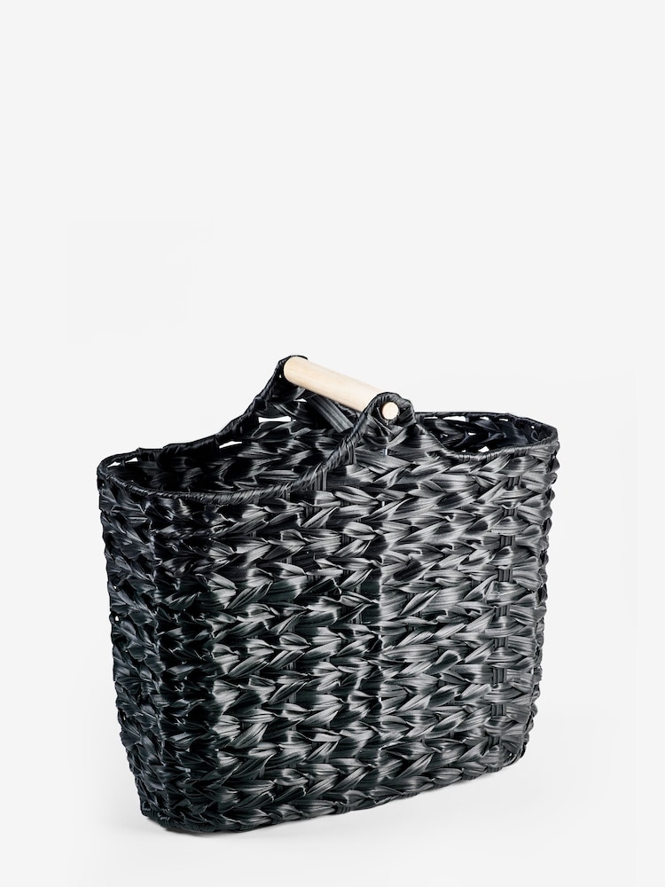Black Woven Toilet Roll Slimline Holder and Storage Set - Image 3 of 3