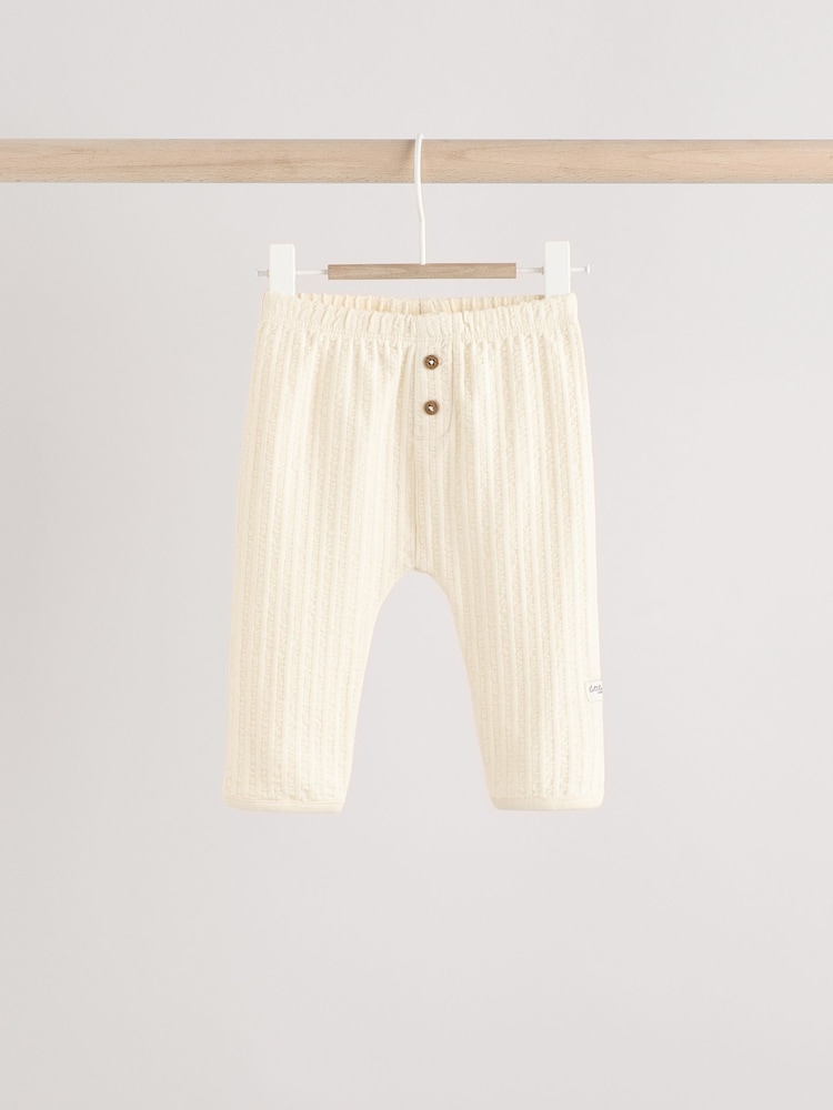 Grey/Cream 100% Cotton Baby Leggings 3 Pack (0mths-2yrs) - Image 3 of 10