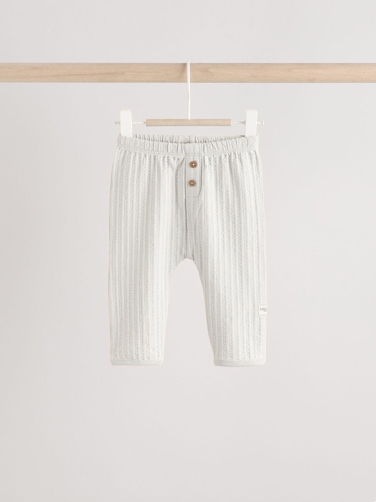 Grey/Cream 100% Cotton Baby Leggings 3 Pack (0mths-2yrs) - Image 4 of 10
