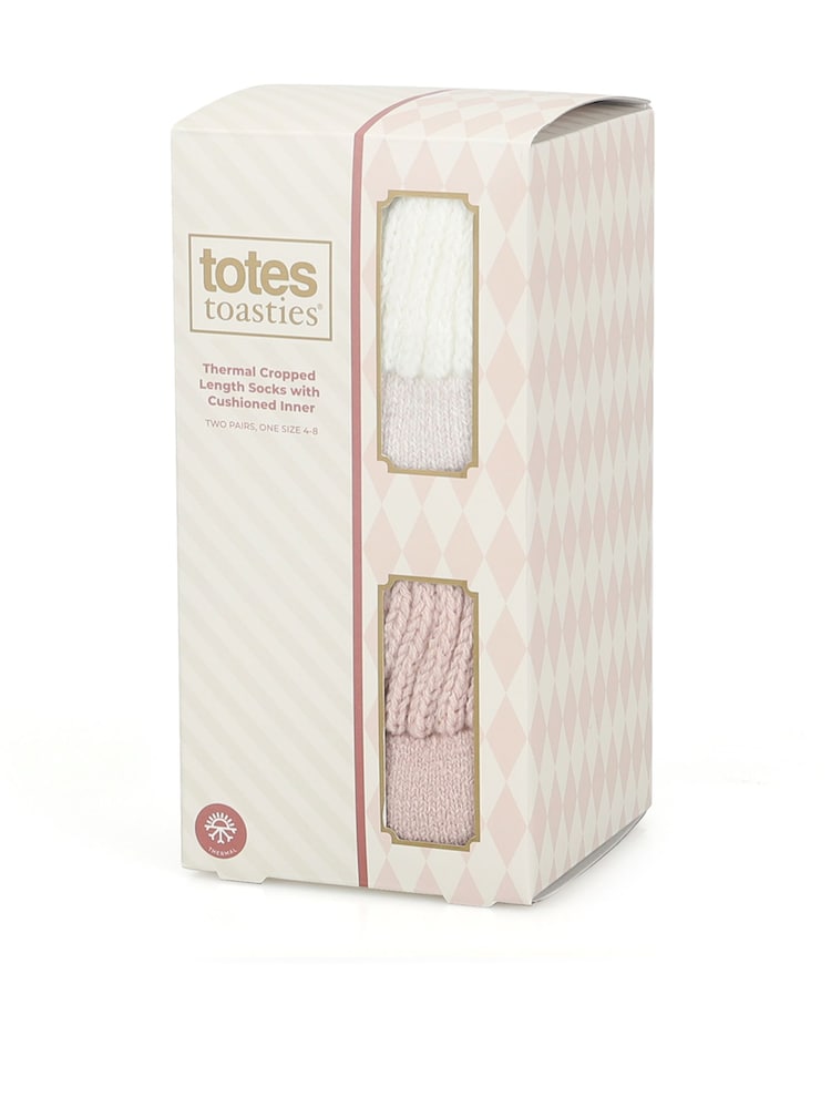 Totes Pink Thermal Cropped Length Socks 2 Pack - Image 2 of 5 Totes Pink Thermal Cropped Length Socks 2 Pack - Image 2 of 5