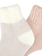 Totes Pink Thermal Cropped Length Socks 2 Pack - Image 5 of 5