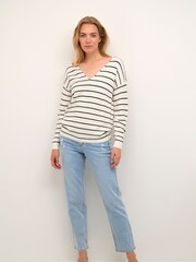 Cream Sillar 100% Cotton V-Neck Pullover Jumper - Image 3 of 6