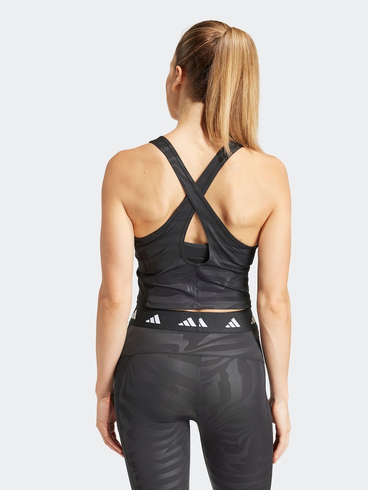 adidas Black Techfit Printed Crop Vest - Image 2 of 6