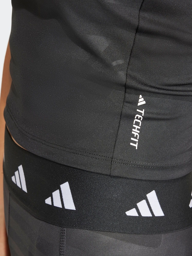adidas Black Techfit Printed Crop Vest - Image 6 of 6