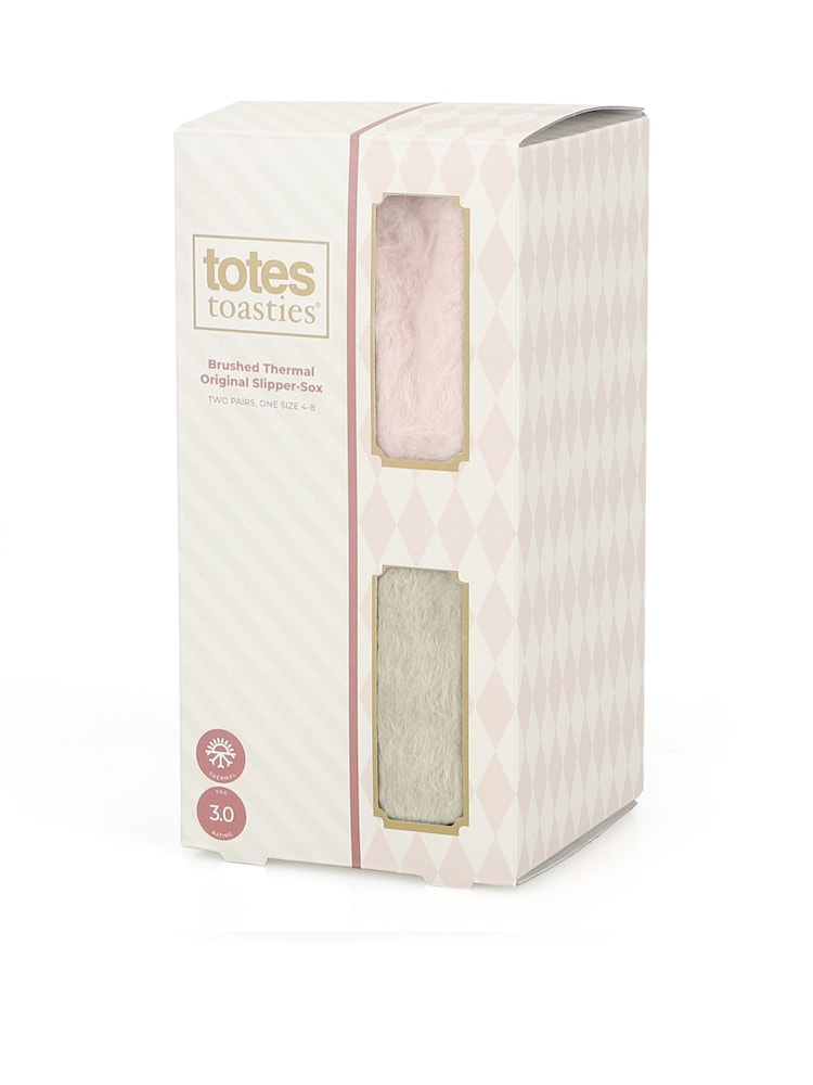 Totes Green Brushed Thermal Original Slipper-Socks 2 pack - Image 2 of 5 Totes Green Brushed Thermal Original Slipper-Socks 2 pack - Image 2 of 5