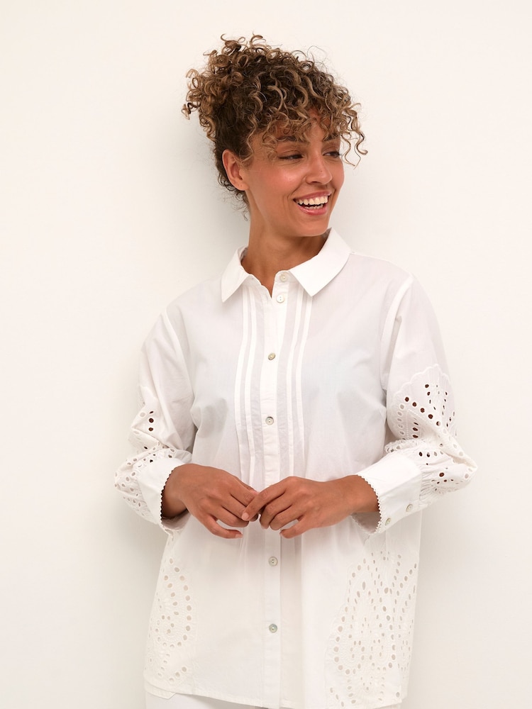 Cream Rihanna Lace White 100% Cotton Shirt - Image 1 of 6