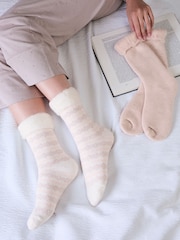 Totes Pink Brushed Thermal Bed Socks 2 pack - Image 1 of 5