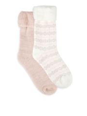 Totes Pink Brushed Thermal Bed Socks 2 pack - Image 2 of 5