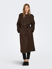 ONLY Brown Trench Style Belted Long Coat - Image 4 of 7