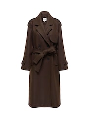 ONLY Brown Trench Style Belted Long Coat - Image 5 of 7