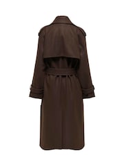 ONLY Brown Trench Style Belted Long Coat - Image 6 of 7