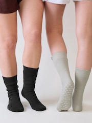 Totes Blue Brushed Thermal Original Slipper-Socks 2 pack - Image 1 of 5