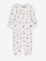 JoJo Maman Bébé Cream Girls' Pretty Woodland Jersey Pyjamas - Image 3 of 8
