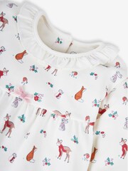 JoJo Maman Bébé Cream Girls' Pretty Woodland Jersey Pyjamas - Image 6 of 8