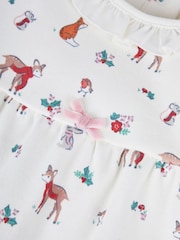 JoJo Maman Bébé Cream Girls' Pretty Woodland Jersey Pyjamas - Image 7 of 8