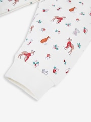 JoJo Maman Bébé Cream Girls' Pretty Woodland Jersey Pyjamas - Image 8 of 8