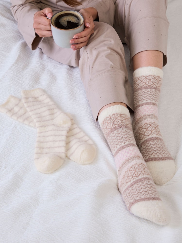 Totes Natural Super Soft Cosy Bed Socks - Image 1 of 5 Totes Natural Super Soft Cosy Bed Socks - Image 1 of 5