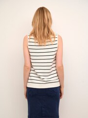 Cream Sillar Knitted V-Neck 100% Cotton Vest - Image 2 of 6