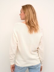 Cream Sillar 100% Cotton V-Neck Pullover Jumper - Image 2 of 6