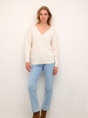 Cream Sillar 100% Cotton V-Neck Pullover Jumper - Image 3 of 6