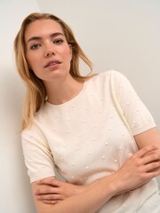 Cream Hanne Short Sleeve Pullover Cream Jumper - Image 4 of 6