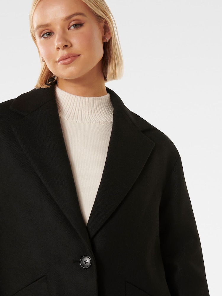 Forever New Black Jackie Drop Shoulder Coat - Image 4 of 4