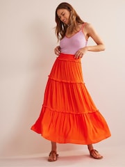 Boden Red Smocked-Waist Crinkle Skirt - Image 1 of 4
