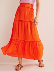 Boden Red Smocked-Waist Crinkle Skirt - Image 2 of 4