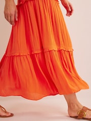 Boden Red Smocked-Waist Crinkle Skirt - Image 3 of 4