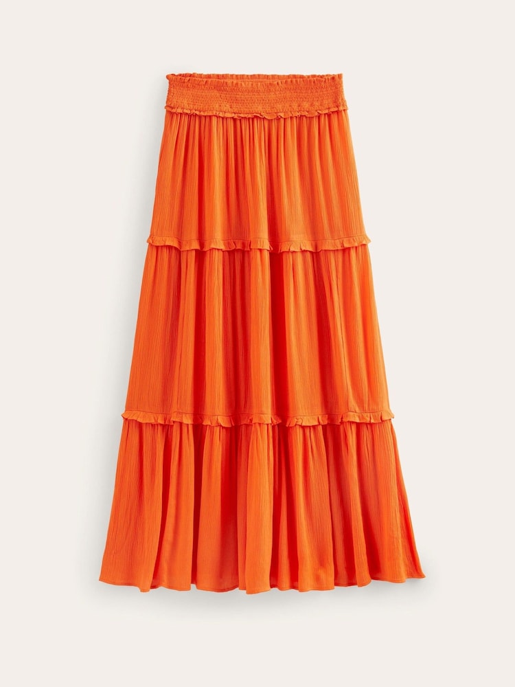 Boden Red Smocked-Waist Crinkle Skirt - Image 4 of 4