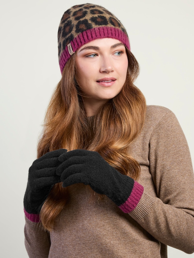 Totes Animal Leopard Beanie Hat & Gloves with Smartouch - Image 1 of 5