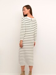 Cream Sillar Midi Knit White 100% Cotton Dress - Image 2 of 5