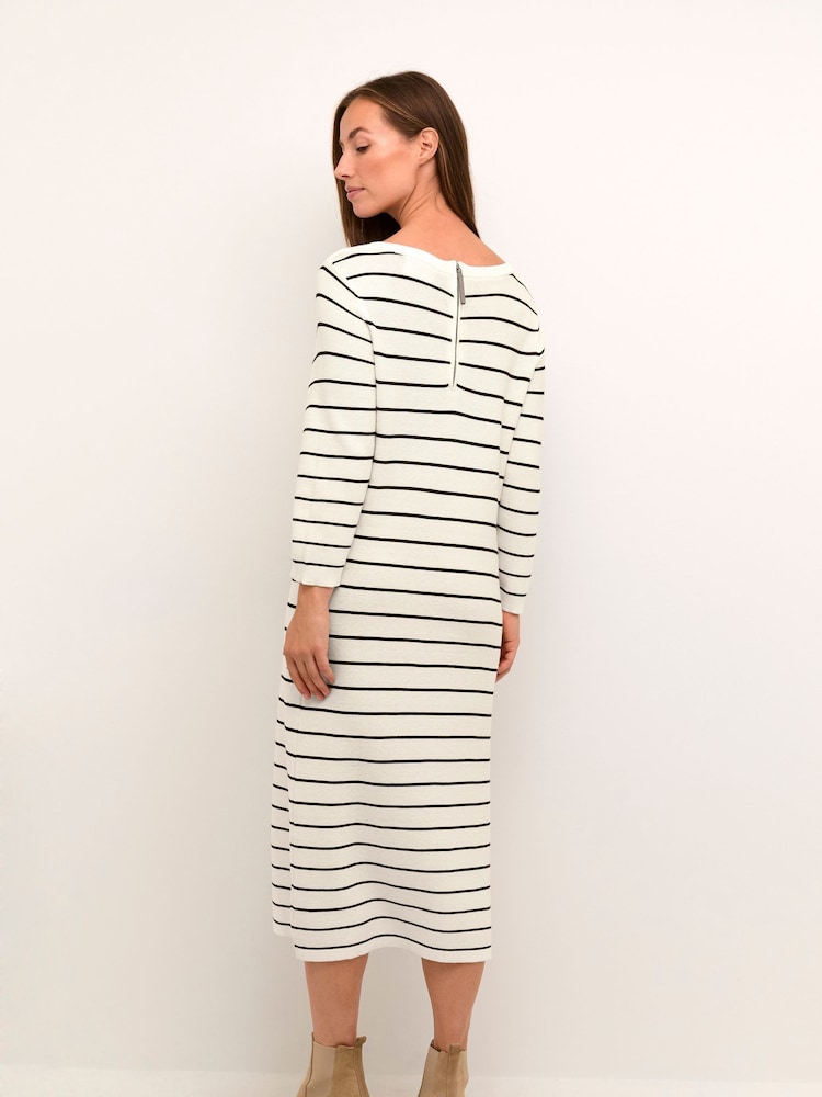 Cream Sillar Midi Knit White 100% Cotton Dress - Image 2 of 5