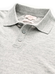 Grey Linen Blend Knitted Polo Shirt - Image 6 of 7