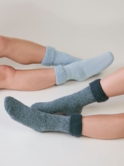 Totes Blue Brushed Thermal Bed Socks 2 pack - Image 1 of 5