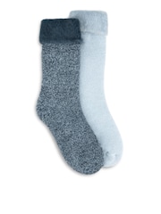 Totes Blue Brushed Thermal Bed Socks 2 pack - Image 2 of 5