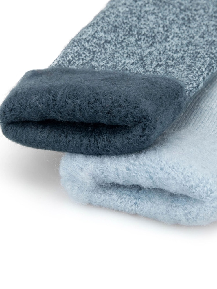 Totes Blue Brushed Thermal Bed Socks 2 pack - Image 5 of 5 Totes Blue Brushed Thermal Bed Socks 2 pack - Image 5 of 5