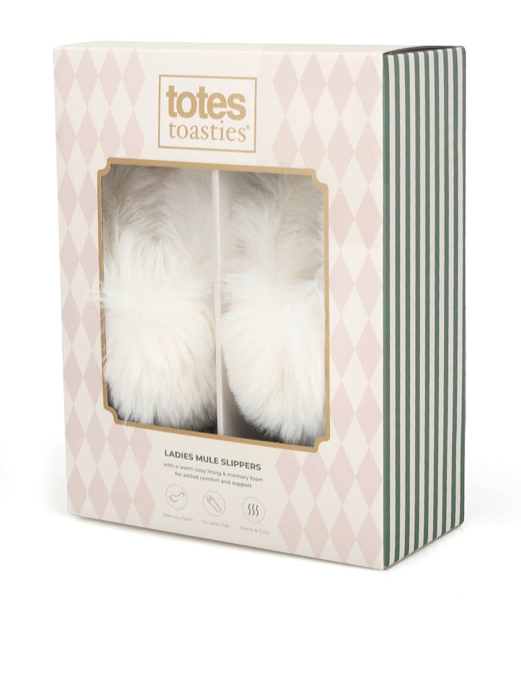 Totes Natural Patterned Knit Mule Slippers - Image 2 of 5