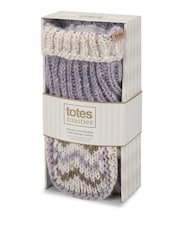 Totes Purple Chunky Knit Booties Socks with Sherpa Lining - Image 2 of 5