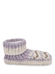 Totes Purple Chunky Knit Booties Socks with Sherpa Lining - Image 3 of 5
